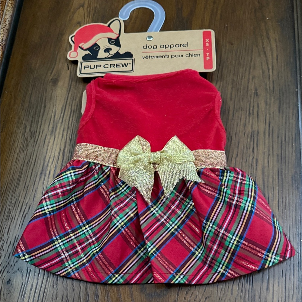 Pup Crew Red and Gold Dog Dress. Size XS.